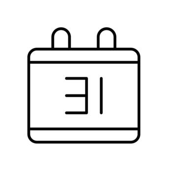A simple calendar icon displaying the date 31, representing scheduling or planning. vector