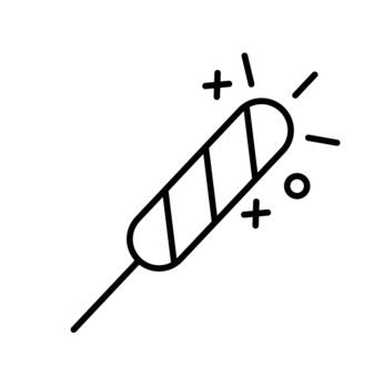A simple illustration of a firecracker or sparkler, depicted with lines and spark effects. vector