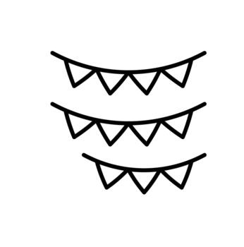 Three rows of triangular bunting flags, often used for decoration at events or celebrations. vector