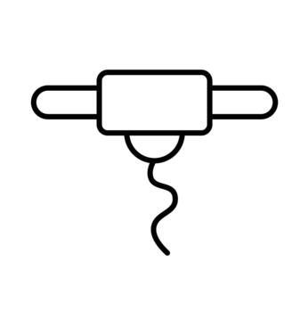 A graphic representation of a dental floss container with a floss strand. vector