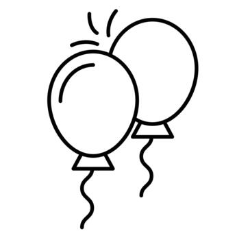 Two simple line-drawn balloons with strings, symbolizing celebration or festivity. vector