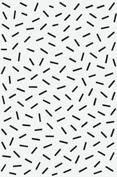 Abstract minimalist pattern of scattered black dashes on a clean white background creating a modern graphic design vector