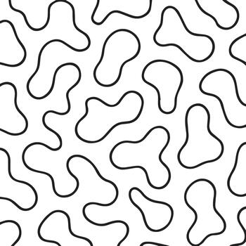 Abstract organic amoeba like shapes with flowing black outlines on a white background creating a seamless pattern vector