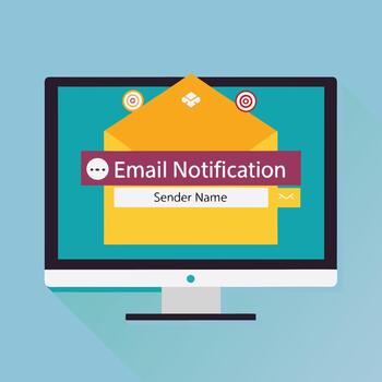 Email Notification Alert on Computer Screen New Message Incoming Icon vector