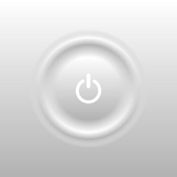 Soft glowing and minimalist power on off button in trendy neumorphism style, modern user interface design vector