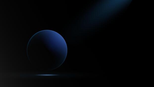 Minimalist blue sphere illuminated by a soft spotlight on a dark background, creating a modern abstract visual mood vector