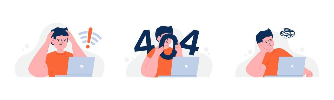 Frustrated person using a laptop vector