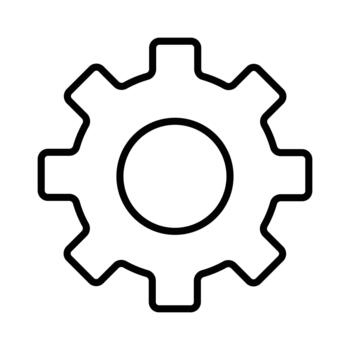 engranaje línea icono para ajustes y opciones sencillo contorno diente símbolo para web y aplicación interfaces, aislado en un blanco antecedentes. vector