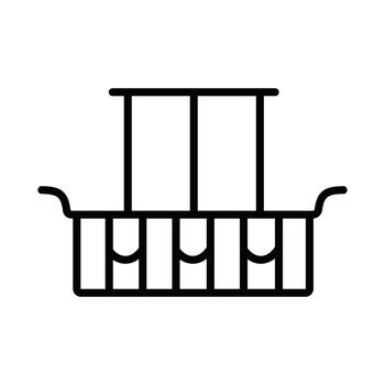 sencillo balcón línea icono con clásico barandilla. edificio exterior y arquitectura símbolo aislado en blanco antecedentes. vector