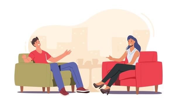 Evening Talk Show Interview Broadcasting, Host and Famous Guest Characters Chatting in Studio, Entertaining Tv Program vector