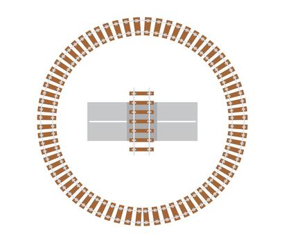 Rail Switch, Round Railroad Track, Traffic Junction, Transportation Rail Way Lines Top View Isolated on White Background vector