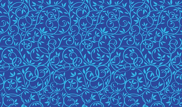 Horizontally And Vertically Repeatable Seamless Botanical Pattern On A Deep Blue Background. vector