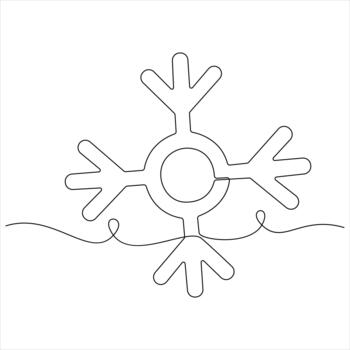 Minimalist continuous line drawing snowflake outline style illustration vector