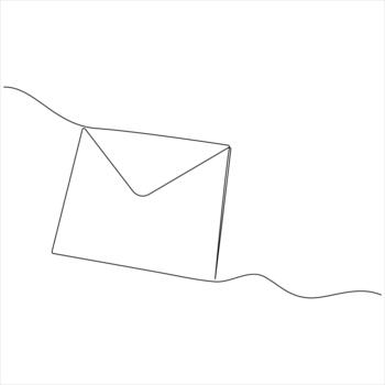 One continuous line art drawing of paper envelope illustration vector