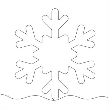 Minimalist continuous one line drawing snowflake outline style illustration vector