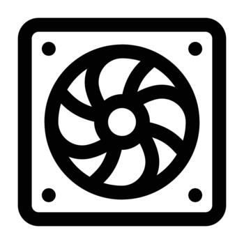 Cooling fan outline with visible blade strokes and frame. Appropriate for ventilation diagrams, hardware cooling visuals, and system illustrations. vector
