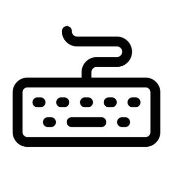 Keyboard outline illustrating key layout with simple strokes. Suitable for typing interfaces, digital workspace graphics, and app mockups. vector