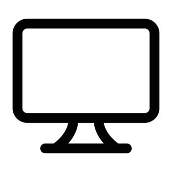 Desktop monitor outline drawing with rectangular screen and thin stroke. Ideal for interface mockups, workstation visuals, and digital layouts. vector