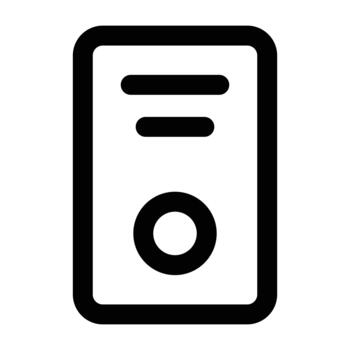 Computer tower outline with front panel details drawn in clean strokes. Suitable for hardware diagrams, system visuals, and IT illustrations. vector