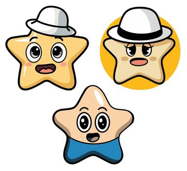 Star Characters with Hats vector