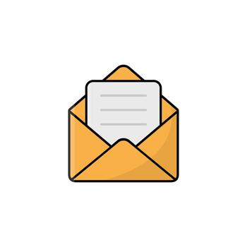 Mail envelope with letter icon. Open email symbol. Message document sign vector
