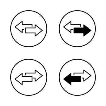 Two opposite arrows icon in circular outline. Data exchange and synchronization symbol. Transfer and update sign vector