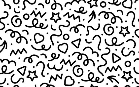 divertido negro y blanco línea sin costura modelo. niño modelo con garabatos linda niños sin costura modelo con garabatos, espirales, y curvas. vector