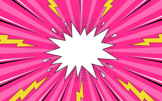 Comic background pop art with speech bubble. Comic book background with thunder and lightning in halftone style. vector