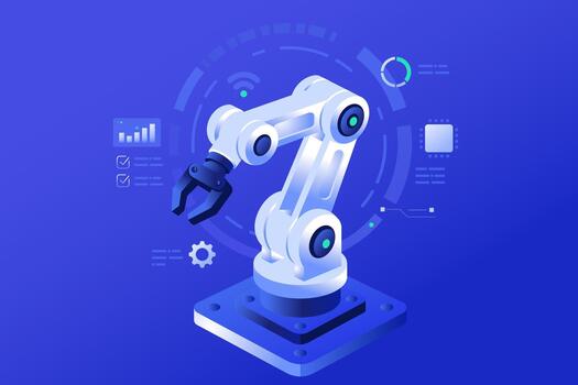 robotic arm for industrial automation vector