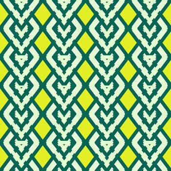 Classic chevron design in a zigzag lines decoration abstract seamless pattern on green and yellow background vector
