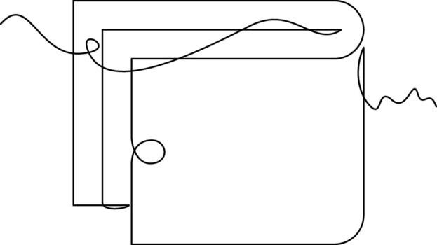 one line art Wallet illustration. line art, one continuous line, simple, hand drawn and sketch style. for icons, symbols, signs or logos vector