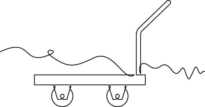 one line art Folding Trolley Cart illustration. line art, one continuous line, simple, hand drawn and sketch style. for icons, symbols, signs or logos vector