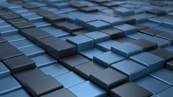 dynamisk blå och svart kuber morphing i en slät animerad sekvens för modern presentationer eller tech bilder, förmedla djup, teknologi och elegant stil video