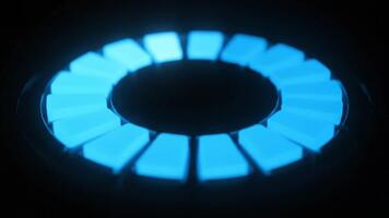 futuristico raggiante blu cerchio pulsante nel il scuro, la creazione di un' moderno e High Tech vibrazione Perfetto per innovativo tecnologia il branding video