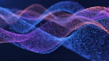 Dynamic abstract flowing particle waves in vibrant blue and purple create a modern and captivating visual experience for innovative projects video