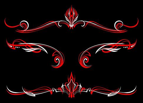 Bold tribal pinstripe with sharp curves and symmetrical lines. Perfect for decals, automotive graphics, tattoos, and decorative design projects. vector