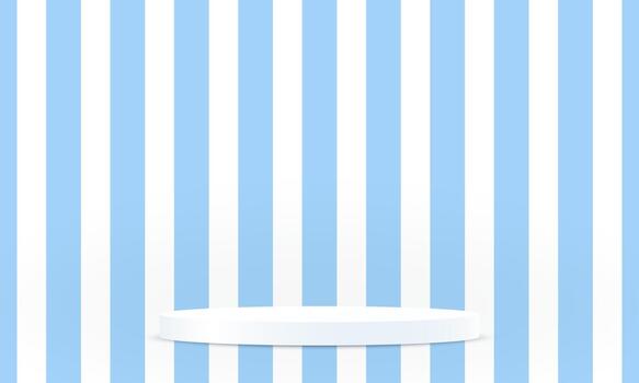 Blue and White Background Empty Room Studio with podium Space for selling products on the website. Empty room with light effect. illustration. vector