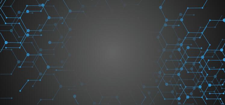 Abstract background with blue lines and hexagons vector