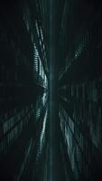 Dark stylish vertical technology background with a high-tech grid network of glowing digital data lights and lens flare. Global communications concept. video