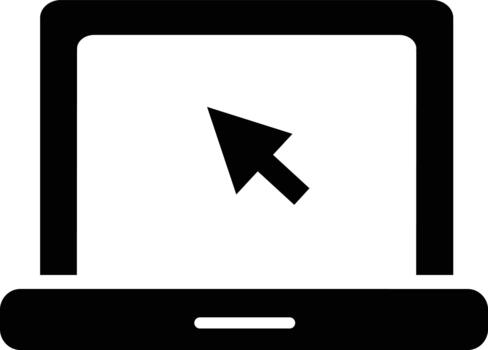A black and white computer screen with a mouse cursor vector