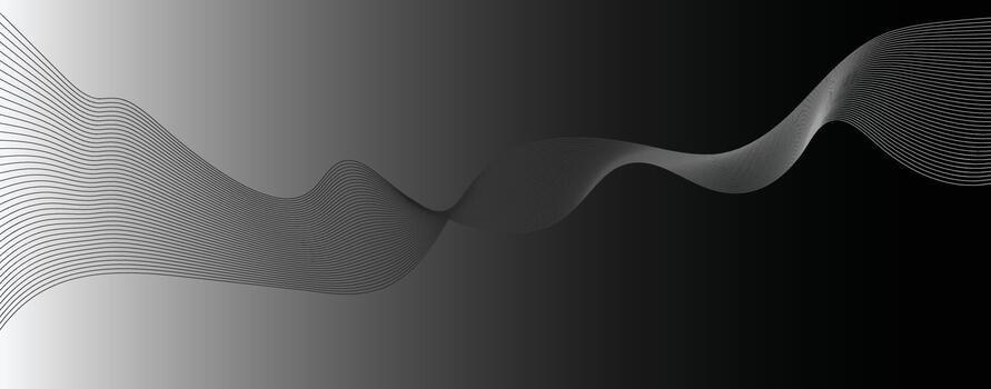 Abstract wave background with black and white lines vector