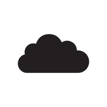 Minimalist black cloud icon, a simple and sleek graphic element perfect for depicting weather, digital data, or atmospheric concepts in design applications vector