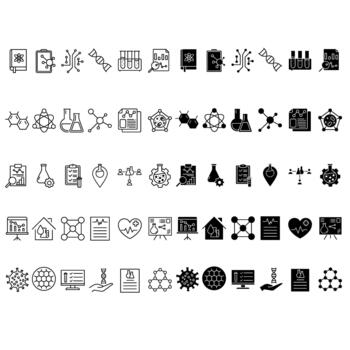 Science icons set. Collection of high quality black outline symbols for web design, mobile app on white background vector