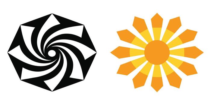 Two abstract christmas trees in flat design style vector