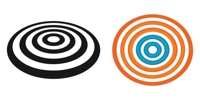Circular concentric lines in perspective, abstract design vector