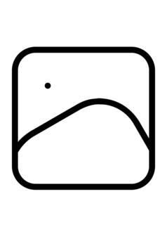 Simple picture photo placeholder symbol. Digital image gallery view template element. Minimal landscape graphic in a rounded square. vector