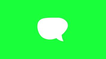 meddelande ikon animation. meddelande bubbla chatt, text skriver meddelande knapp, chatt låda ikon tecken på krom nyckel skärm eller grön skärm bakgrund. video