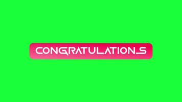 Congratulations text animation. 4k animation for the word Congratulations. Green Background for Chroma Key Use. video