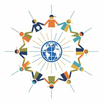 Global Unity And Diversity Through Connection - Flat Illustration vector