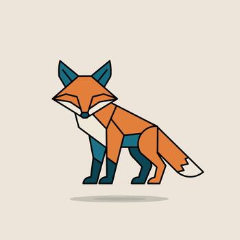 Geometric Fox Illustration with Sharp Angles and Color Blocks vector